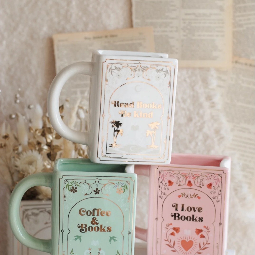 Coffee Tea For Me - Mug Keramik Berbentuk Buku Dengan Pegangan,