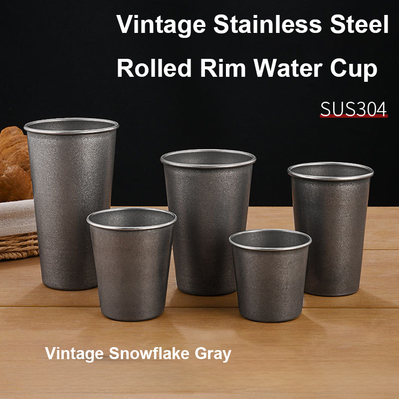 Coffee Tea Drink - Gelas Minum Stainless Steel Perak Retro,