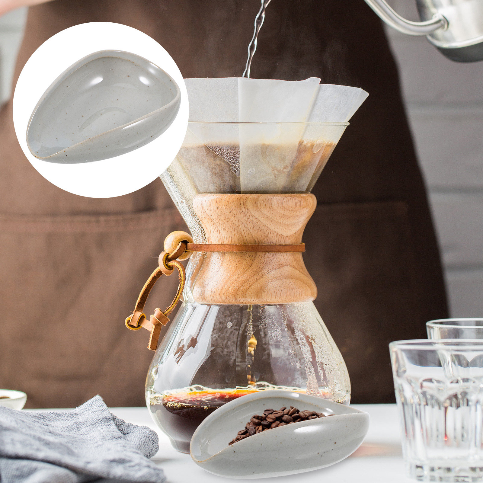 Coffee Tea And Bean - Nampan Kopi Keramik, Cangkir Dosing, Wadah