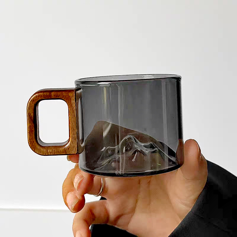 Cangkir kopi kaca gagang kayu  - Coffee Tea For Me ulasan dan harga