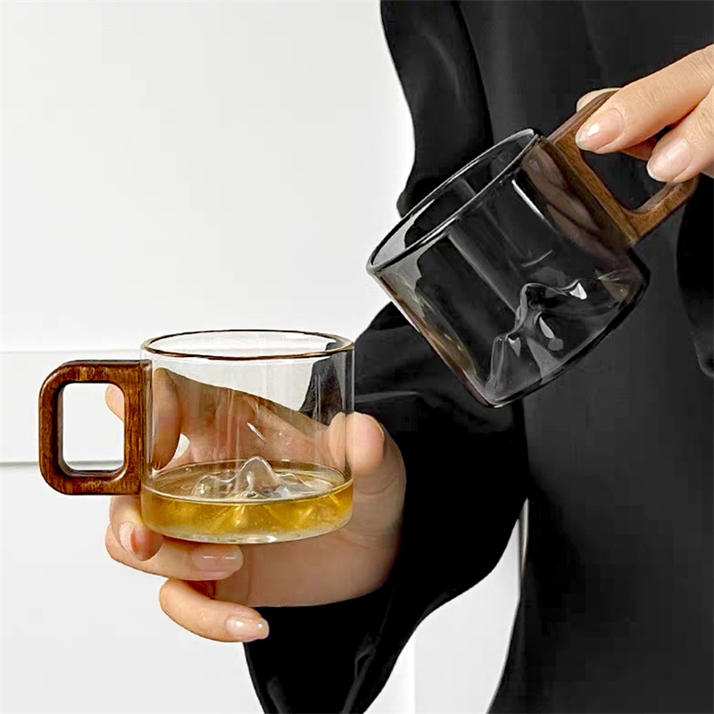 Cangkir kopi kaca gagang kayu  - Coffee Tea For Me ulasan dan harga